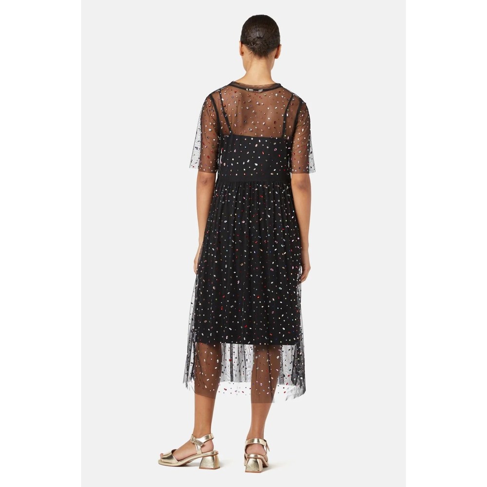Gorman Womens Dark Fairy Mesh Grunge Rhinestone‎ Dress Midi Size 12 Whimsical - Picture 2 of 14